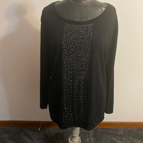 Kim Rogers Black embellished top, size 2X - Picture 1 of 5
